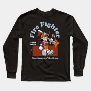 Cartoon Firefighter Captain Long Sleeve T-Shirt